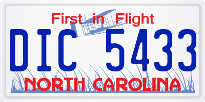 NC license plate DIC5433