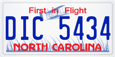 NC license plate DIC5434