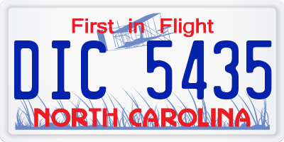 NC license plate DIC5435