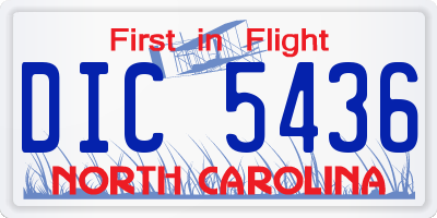 NC license plate DIC5436