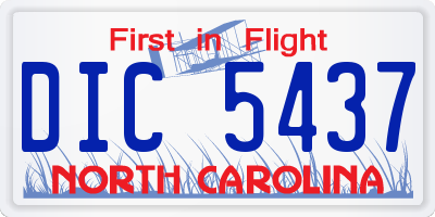 NC license plate DIC5437