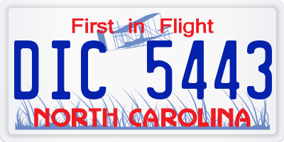NC license plate DIC5443