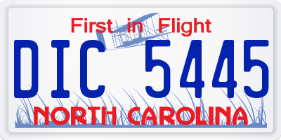 NC license plate DIC5445