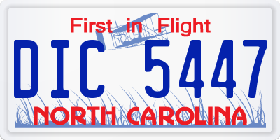 NC license plate DIC5447