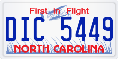 NC license plate DIC5449