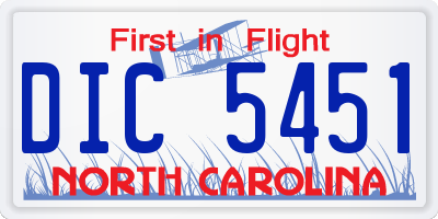 NC license plate DIC5451