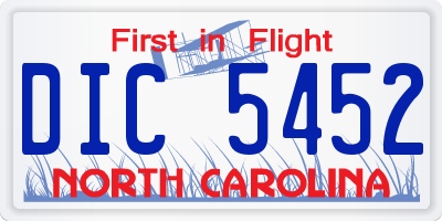NC license plate DIC5452