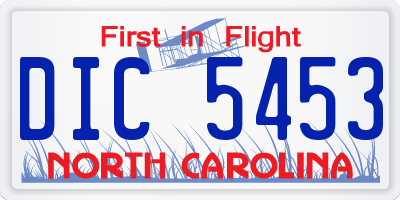 NC license plate DIC5453