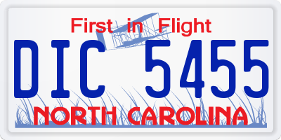 NC license plate DIC5455