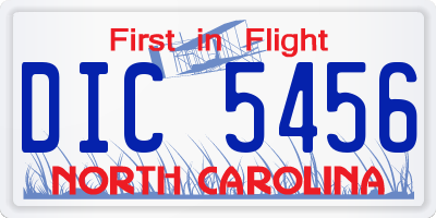 NC license plate DIC5456