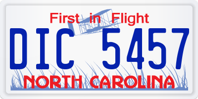NC license plate DIC5457