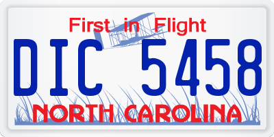 NC license plate DIC5458
