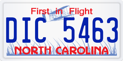 NC license plate DIC5463