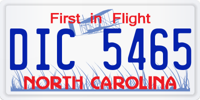 NC license plate DIC5465