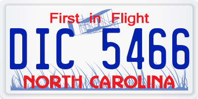 NC license plate DIC5466