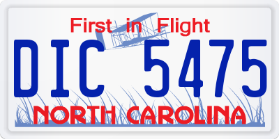 NC license plate DIC5475