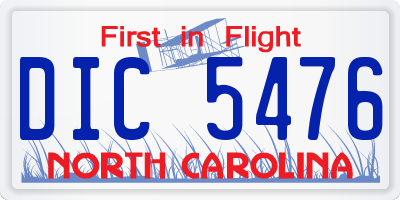 NC license plate DIC5476