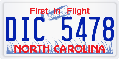 NC license plate DIC5478