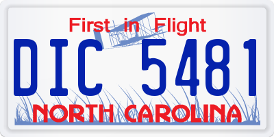 NC license plate DIC5481