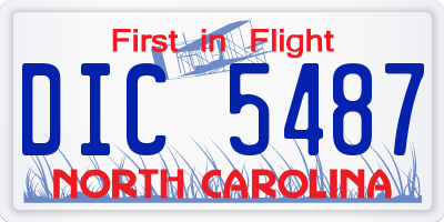 NC license plate DIC5487