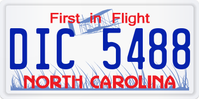 NC license plate DIC5488