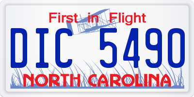 NC license plate DIC5490