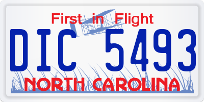 NC license plate DIC5493