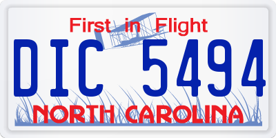 NC license plate DIC5494
