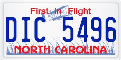 NC license plate DIC5496
