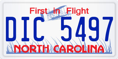 NC license plate DIC5497