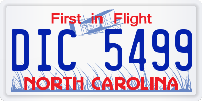 NC license plate DIC5499