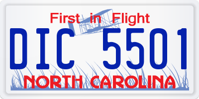 NC license plate DIC5501