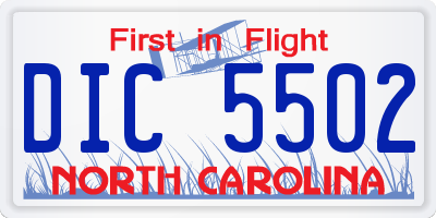 NC license plate DIC5502