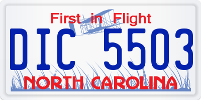 NC license plate DIC5503