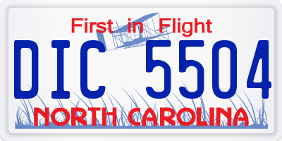 NC license plate DIC5504