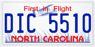 NC license plate DIC5510