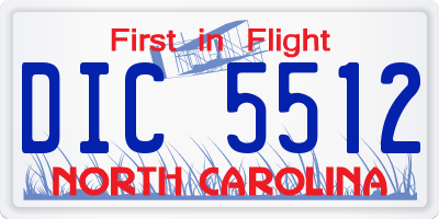 NC license plate DIC5512
