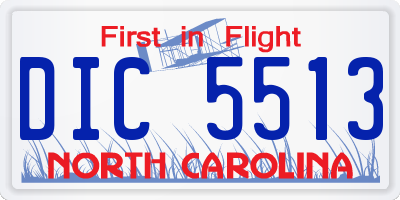 NC license plate DIC5513