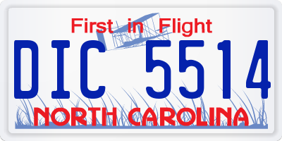 NC license plate DIC5514