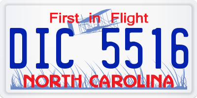 NC license plate DIC5516