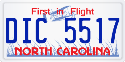 NC license plate DIC5517