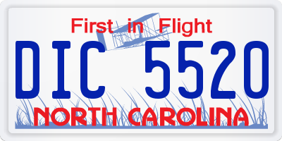 NC license plate DIC5520