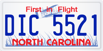NC license plate DIC5521