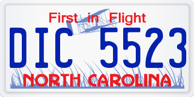 NC license plate DIC5523
