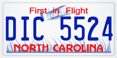 NC license plate DIC5524