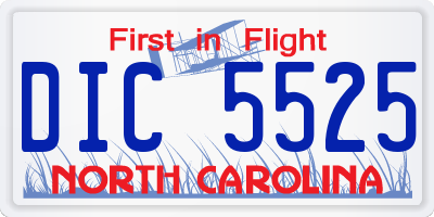 NC license plate DIC5525