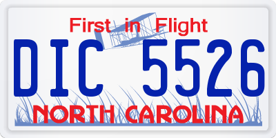 NC license plate DIC5526
