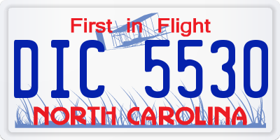 NC license plate DIC5530