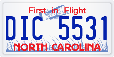 NC license plate DIC5531