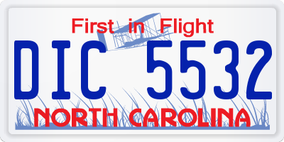 NC license plate DIC5532